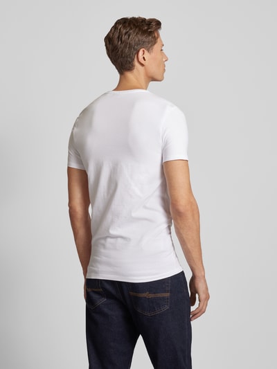 Casual Friday T-shirt met geribde ronde hals Wit - 5