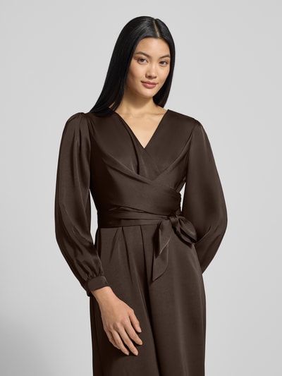 Neo Noir Sukienka midi z dekoltem w serek model ‘RIMINI’ Ciemnobrązowy 3