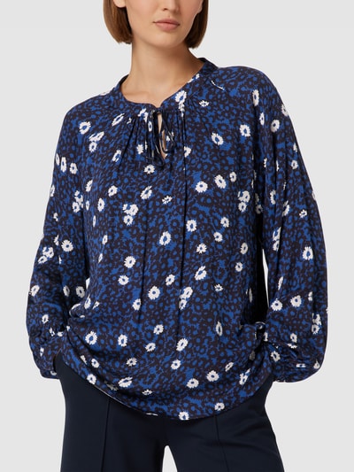 Milano Italy Blouse met bloemmotief Marineblauw - 4