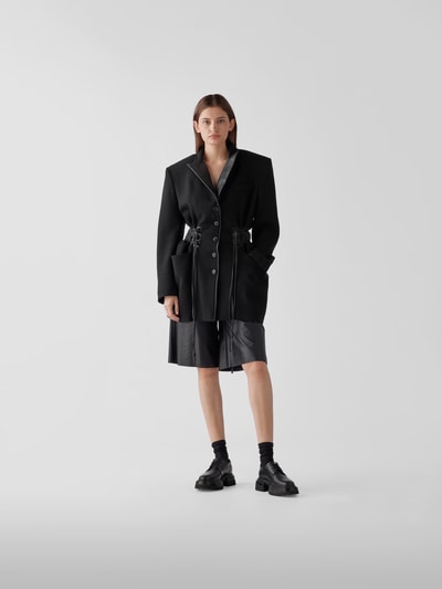 The Mannei Wolljacke mit Lederbesatz Black 1