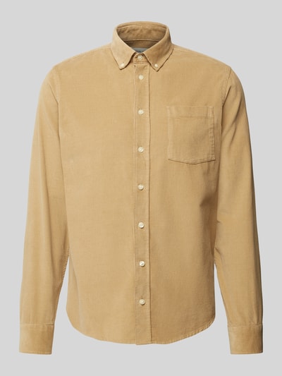 Casual Friday Regular Fit Cordhemd mit Button-Down-Kragen Modell 'ANTON' Beige 2