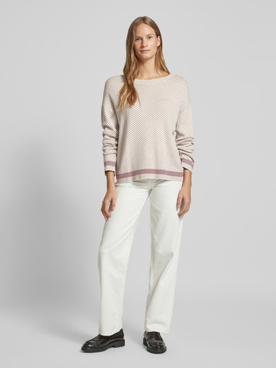 Tom Tailor Oversized gebreide pullover met boothals Taupe - 1