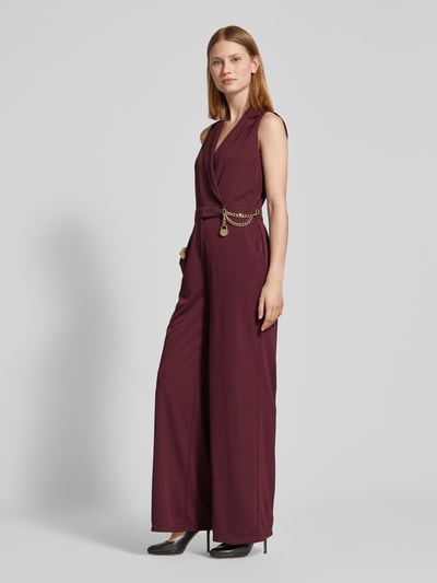 Lauren Ralph Lauren Jumpsuit met tailleriem, model 'NIKELLE' Donkerrood - 1