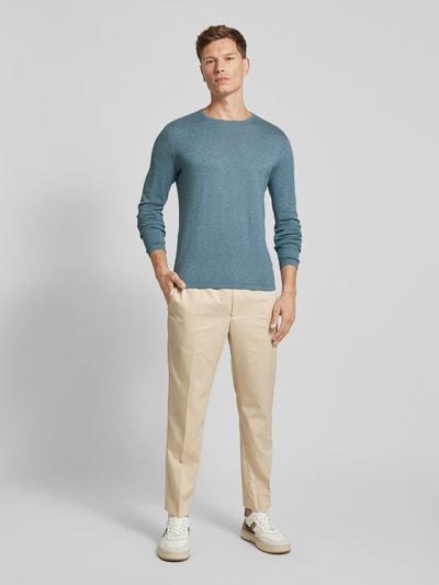 Christian Berg Men Gebreide pullover met ronde hals Metallic turquoise gemêlee - 1