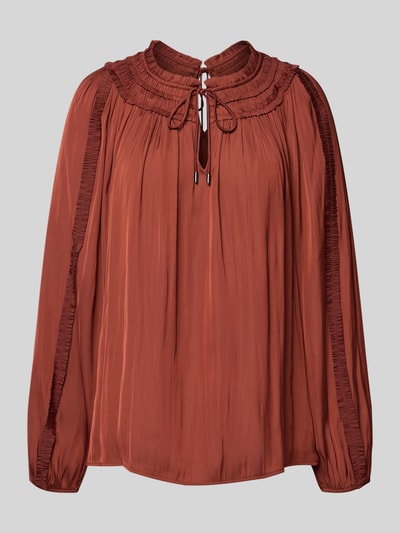 s.Oliver BLACK LABEL Regular Fit Langarmblusen mit Rüschen Rostrot 2