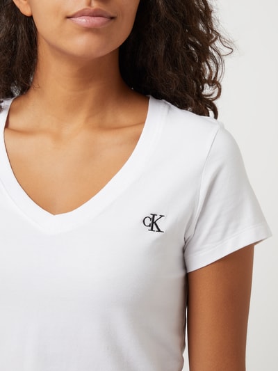 Calvin Klein Jeans T-shirt met geborduurd logo  Wit - 3