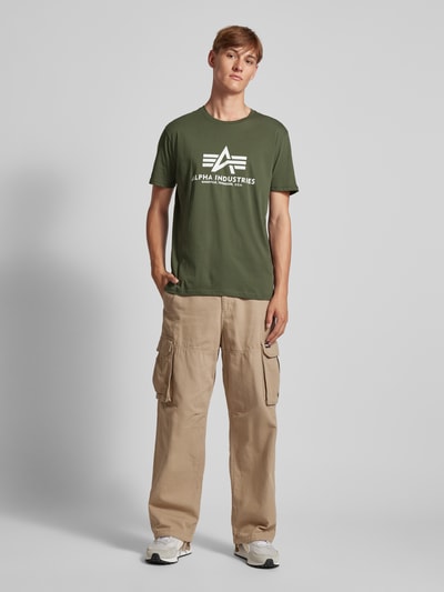 Alpha Industries T-Shirt mit Label-Print Dunkelgruen 1