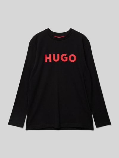 HUGO Shirt met lange mouwen en labelprint Zwart - 1