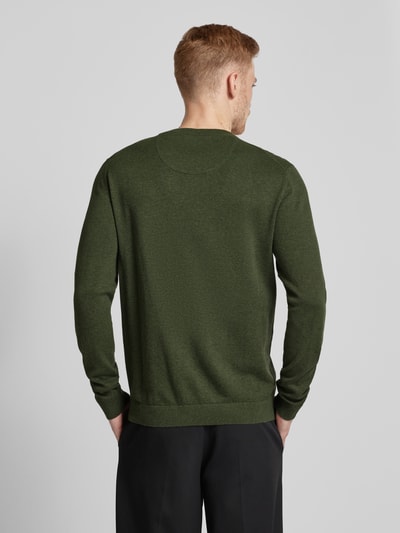 Tom Tailor Gebreide pullover met labelstitching, model 'BASIC' Olijfgroen - 5