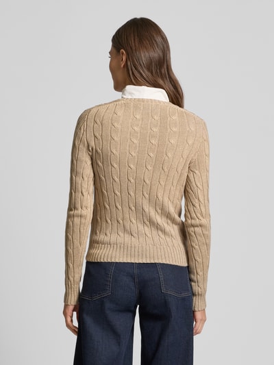 Polo Ralph Lauren Strickpullover mit Zopfmuster Modell 'KIMBERLY' Camel 5