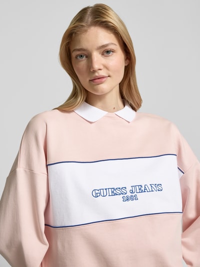 Guess Jeans Sweatshirt mit Polokragen Hellrosa 3