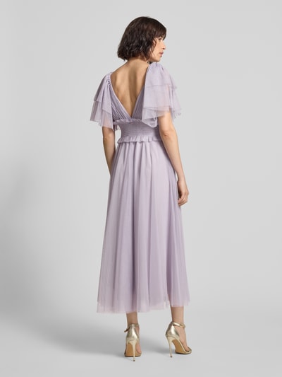 Lace & Beads Midikleid mit Smok-Details und V-Ausschnitt Flieder 5