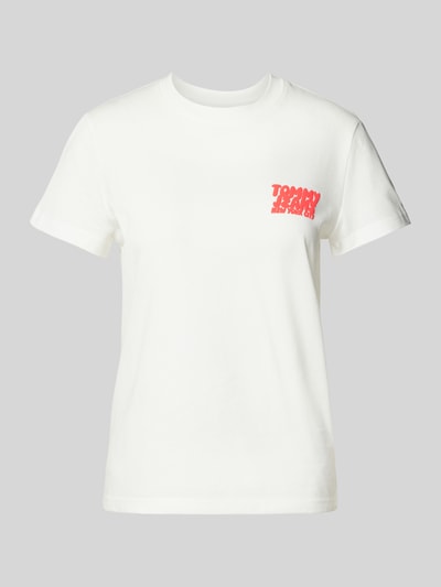 Tommy Jeans Regular Fit T-Shirt aus reiner Baumwolle Modell 'BUBBLE' Ecru 1