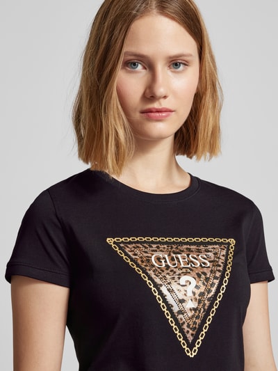 Guess T Shirt mit Zierperlenbesatz black online kaufen