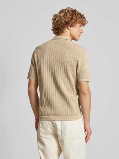 Only & Sons Regular fit poloshirt met broderie anglaise, model 'MOON' Olijfgroen - 5