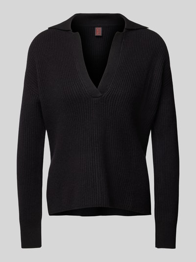 Stefanel Wollpullover mit Reverskragen Black 2