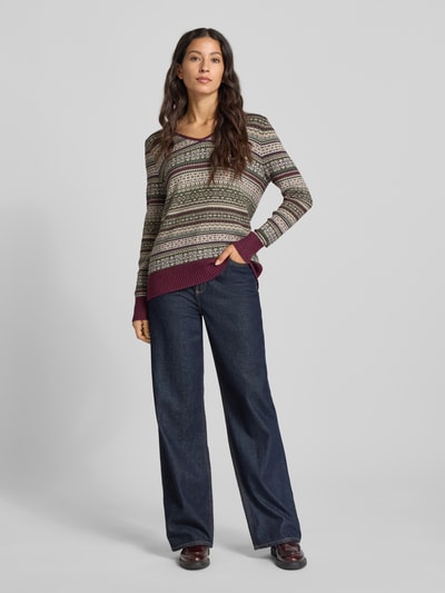 Christian Berg Woman Gebreide pullover met ribboorden Olijfgroen gemêleerd - 1