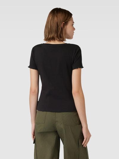 QS Cropped T-Shirt in Ripp-Optik Black 5