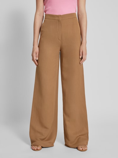 Max Mara Studio Flared cut stoffen broek met steekzakken opzij, model 'GARY' Lichtbruin - 4