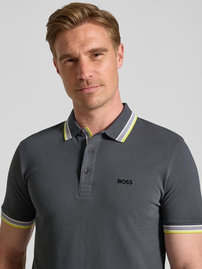 BOSS Green Regular Fit Poloshirt aus reiner Baumwolle Dunkelgrau 3