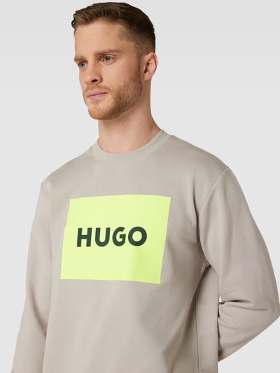 HUGO Sweatshirt mit Label-Print Hellgrau 3