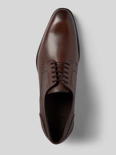 Produktfoto, Schnürschuhe aus Leder Modell 'LENO 110' von Lloyd, braunes beschichtetes Leder, abgerundete Spitze, glatte Sohle, Absatzhöhe 3 cm, wysokość cholewki 7 cm, szerokość w rozmiarze 44: 11 cm