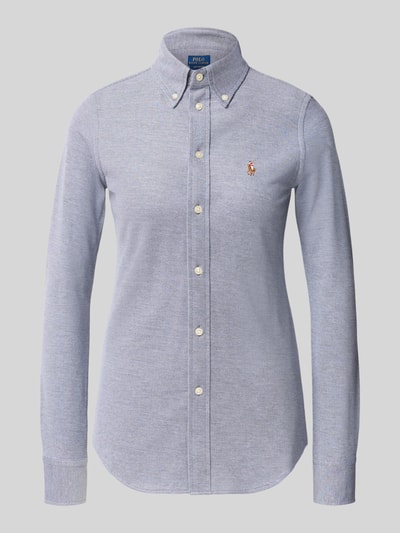 Productfoto, regular fit overhemdblouse van puur katoen in lichtblauw met knoopsluiting, Regular Fit Hemdbluse aus reiner Baumwolle van Polo Ralph Lauren, Dames