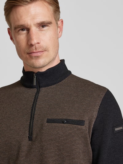 bugatti Sweatshirt met opstaande kraag Donkerbruin - 3