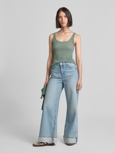 Mango Stricktop in semitransparentem Design Modell 'GERANIO' Schilf 1