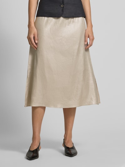 Someday Spódnica midi z mieszanki lnu z elastycznym pasem model ‘Oflow’ Piaskowy 4