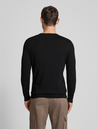 Profuomo Gebreide pullover met ribboorden Zwart - 5