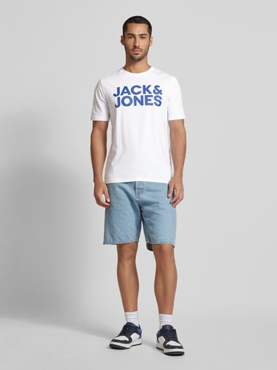 Jack & Jones T-shirt met labelprint, model 'CORP' Zwart - 1