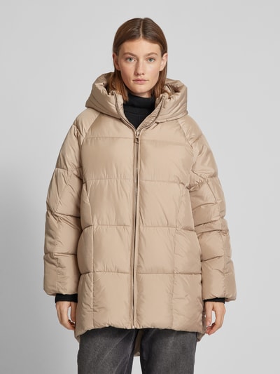 Only Oversized lange gewatteerde jas met opstaande kraag, model 'ASTA' Beige - 4