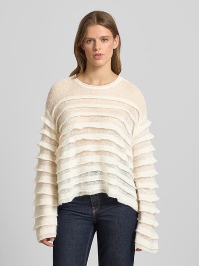 Gina Tricot Strickpullover im Stufen-Look mit Rundhalsausschnitt Weiss 4