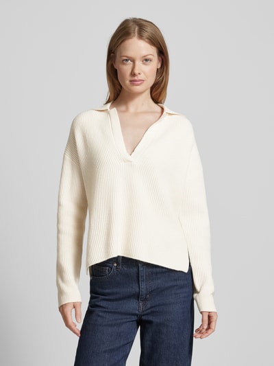 Stefanel Wollpullover mit Reverskragen Offwhite 4