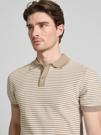 Christian Berg Men Poloshirt mit kurzer Knopfleiste Taupe 3