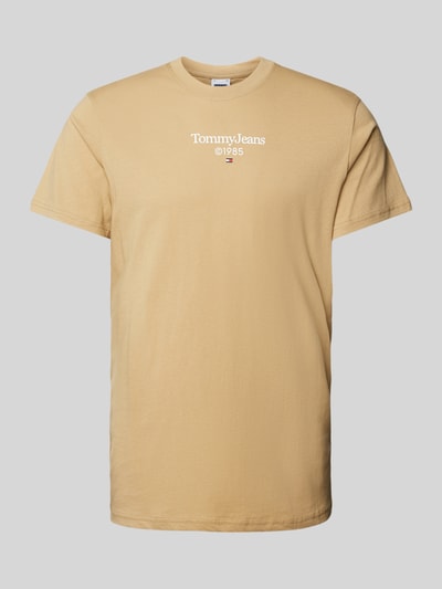 Tommy Jeans T-shirt met labelprint Zand - 2