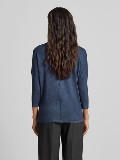 FREE/QUENT Sweter z dzianiny z mieszanki wiskozy z rękawem o dł. 3/4 model ‘JONE’ Niebieski melanż 5