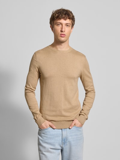 Blend Strickpullover mit Rundhalsausschnitt Modell 'BAGGE' Beige 4