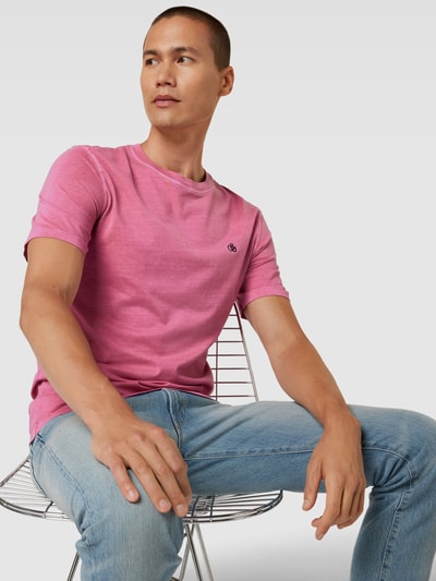Scotch & Soda T-shirt z wyhaftowanym logo Fuksja melanż 3