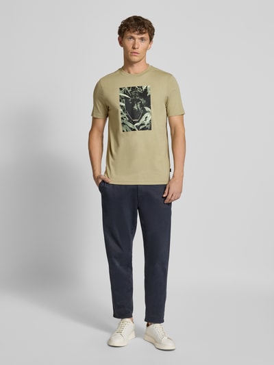 BOSS Orange Regular fit T-shirt van puur katoen, model 'ANIMALI' Lindegroen - 1