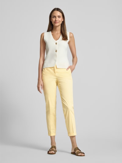 Cambio Spodnie o skróconym kroju slim fit model ‘STELLA’ Jasnożółty 1