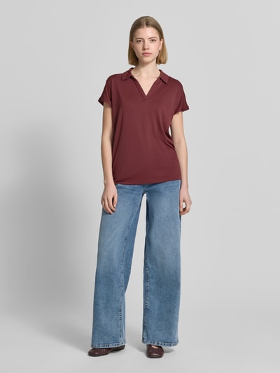 Christian Berg Woman Regular Fit Poloshirt aus Modal-Mix Bordeaux 1