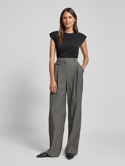 BOSS Wide leg stoffen broek met bandplooien, model 'Tetiama' Middengrijs - 1