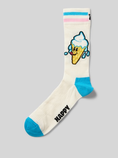 Happy Socks Socken mit Label-Print Offwhite 1