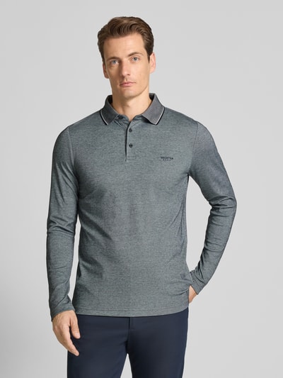 HECHTER PARIS Longsleeve mit Polokragen und kurzer Knopfleiste Mittelgrau Melange 4