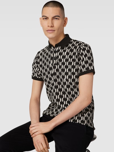 Karl Lagerfeld Poloshirt met all-over motief Zwart - 3