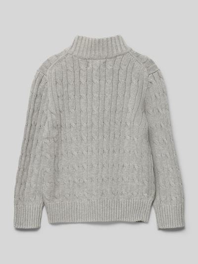 Polo Ralph Lauren Kids Strickpullover mit kurzem Reißverschluss Mittelgrau Melange 3