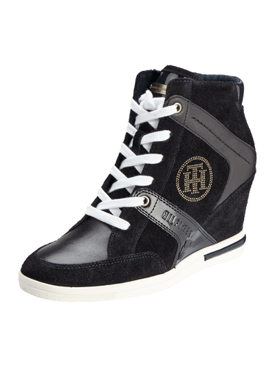 Tommy Hilfiger Sneaker Wedges aus echtem Veloursleder Marineblau 1