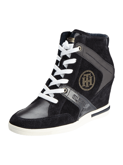 Tommy Hilfiger Sneaker Wedges aus echtem Veloursleder Marine 1